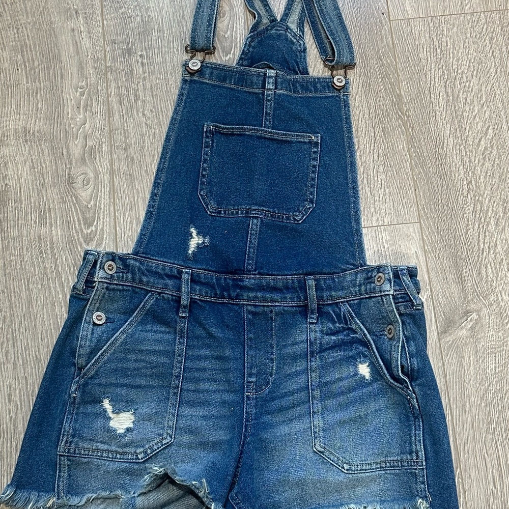 Hollister Boyfriend Short Denim Overalls – Medium – Vintage Stretch